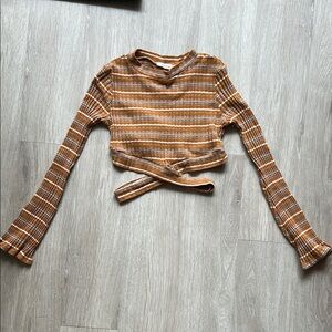 ILLA ILLA Orange, White, and Grey Ribbed Crop Top